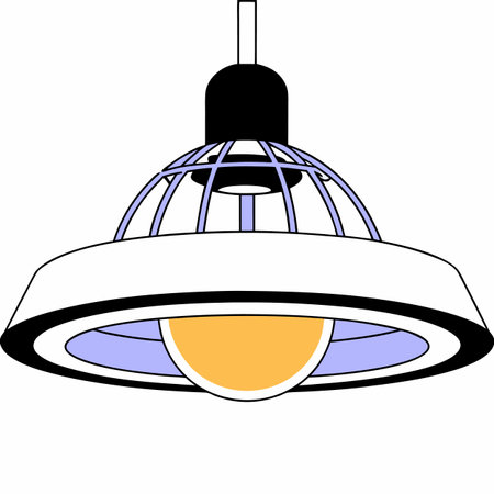 Illustration of a ceiling lamp with a light bulb on a white backgroundのイラスト素材