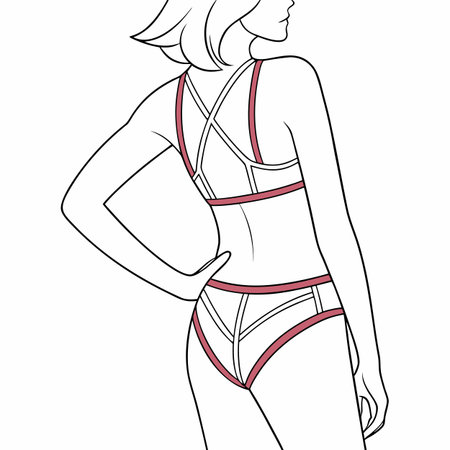 Beautiful girl in swimsuit. Vector illustration of a woman in swimsuit.のイラスト素材