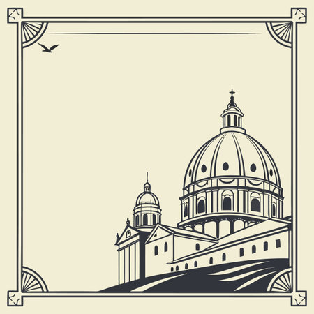 St. Peter's Basilica in Vatican, Rome, Italy. Vector illustrationのイラスト素材