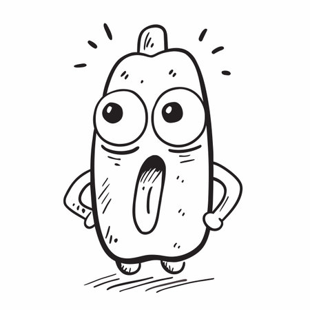 illustration of a funny banana character in doodle style.のイラスト素材