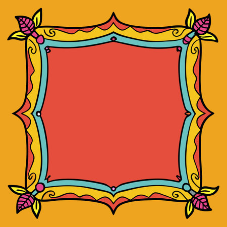 Illustration of floral frame with place for your text on orange backgroundのイラスト素材