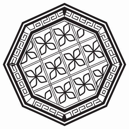 Black and white ornamental mandala. Ethnic decorative element. Vector illustration.のイラスト素材