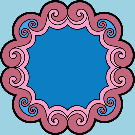 Abstract background in pink and blue colors with a round frame for textのイラスト素材