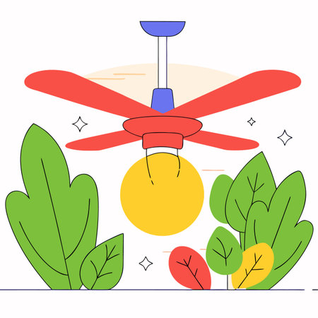 Ceiling fan with propeller. Vector illustration in flat styleのイラスト素材