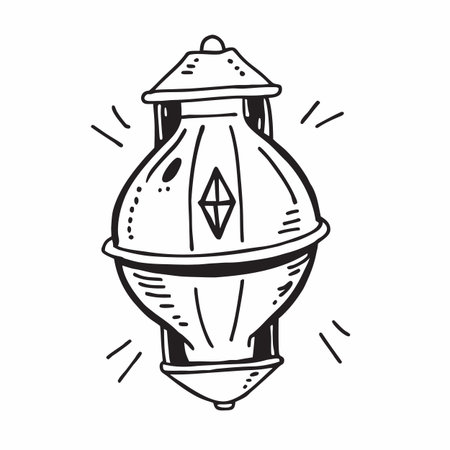 Lantern icon in doodle style on a white backgroundのイラスト素材