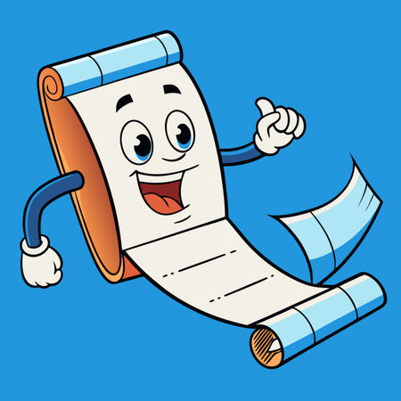 Cartoon Illustration of Funny Paper Scroll Character with Thumbs Upのイラスト素材