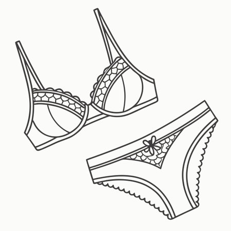 Set of lingerie. Lingerie bra and panties. Vector illustration.のイラスト素材