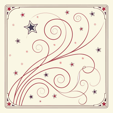 Vintage frame with stars and curls in retro style - vector illustrationのイラスト素材