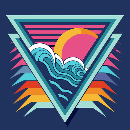 Sea and sun in a triangle shape. Vector illustration. Eps 10のイラスト素材