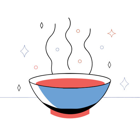 Soup in a bowl. Vector illustration in flat design style.のイラスト素材