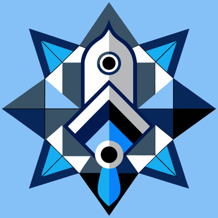 Abstract geometric design element in blue and white colors. Vector illustration.のイラスト素材