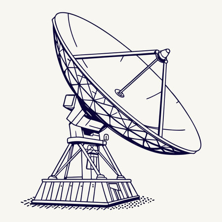 Satellite dish. Hand drawn vector illustration in doodle style.のイラスト素材