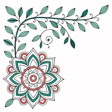 Floral pattern in oriental style. Hand drawn vector illustration.のイラスト素材