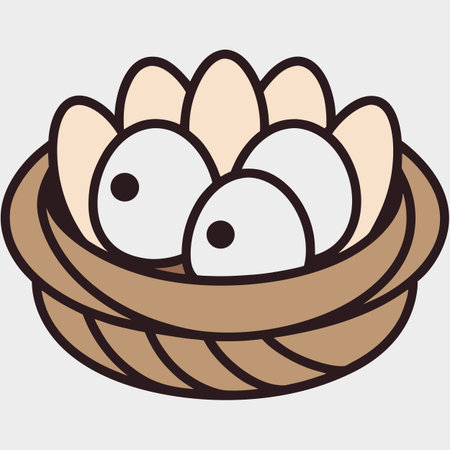 Eggs in the nest on a light background. Vector illustrationのイラスト素材