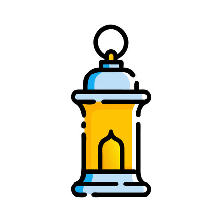Ramadan Kareem lantern flat color icon. Vector illustration eps 10.のイラスト素材