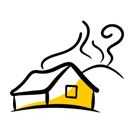 House with smoke on a white background. Vector illustration, EPS 10のイラスト素材
