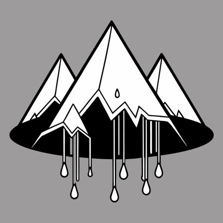 Illustration of a mountain with icicles on a gray background.のイラスト素材