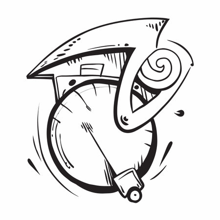 Vector illustration of an old clock. Hand drawn style. Black and white.のイラスト素材