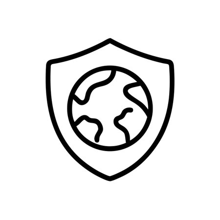Earth protection icon vector. A thin line sign. Isolated contour symbol illustrationのイラスト素材