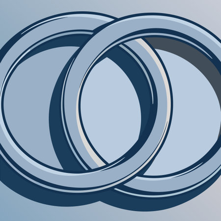 Two blue rings on a gray background. Vector illustration. Eps 10のイラスト素材