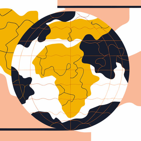 World map and globe. Vector illustration in flat style. Global business concept.のイラスト素材