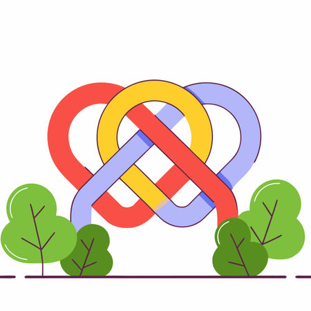Vector illustration of infinity loop with trees and bushes on white background.のイラスト素材