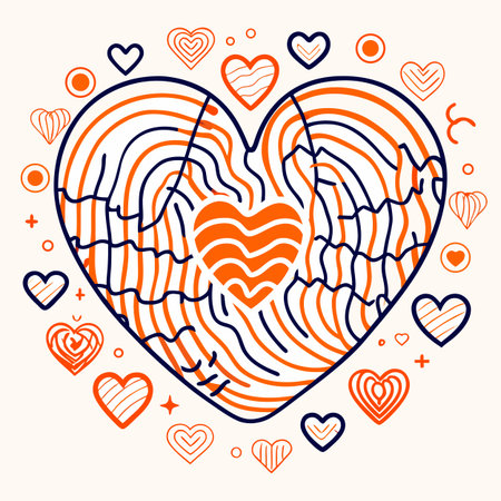 Heart doodle vector illustration. Heart doodle pattern.のイラスト素材