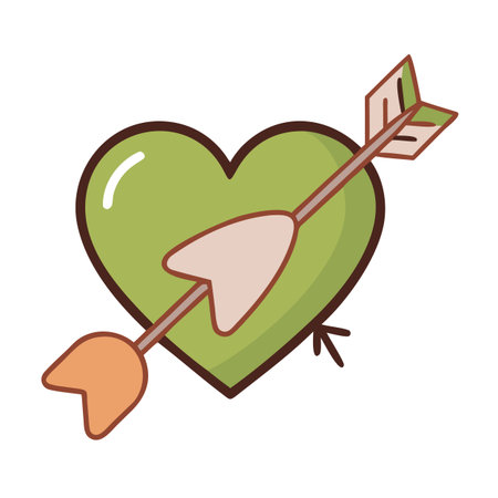 heart with arrow cartoon vector illustration graphic design in doodle styleのイラスト素材