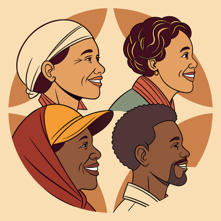 A vibrant and colorful illustration featuring a group of people from different backgrounds, ages,...