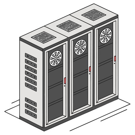 Detailed vector graphic of a server stack featuring cooling vents, perfect for technology and cloud...