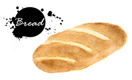 Bread on a white background. Watercolor illustration made by hand. Isolated.の写真素材