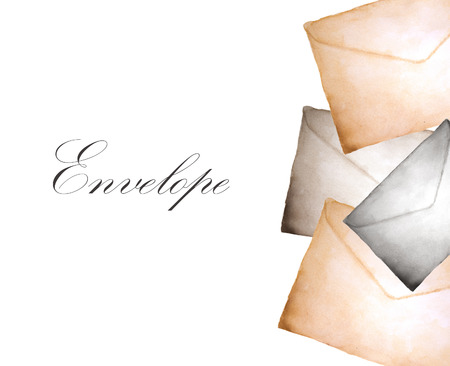 Watercolor painting of envelope with place for textの写真素材