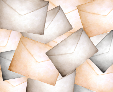 Background of vintage envelope - Watercolor paintingの写真素材
