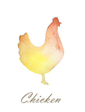 Watercolor chicken. Rooster watercolor. Chicken Farm watercolor illustration. Watercolor Rooster. Hen. Animal pattern with chicken and roosterの写真素材