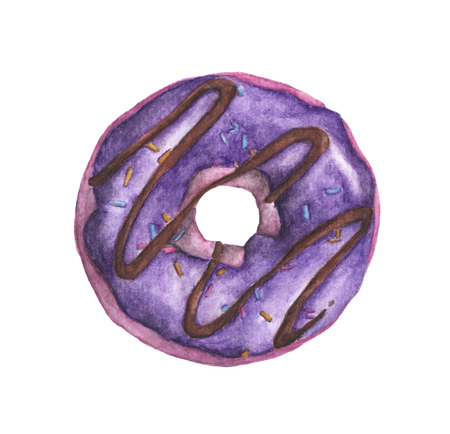 Watercolor donuts isolated on a white backgroundの写真素材