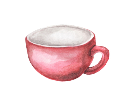 A red cup isolated on white background. watercolor illustration.の写真素材
