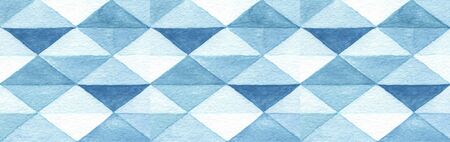 Abstract polygonal background. Hand painted watercolor of Blue tones.