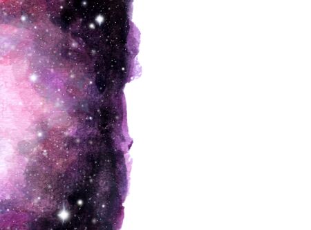 Watercolor galaxy sky background with stars. cosmic layout with space for text.Â の写真素材