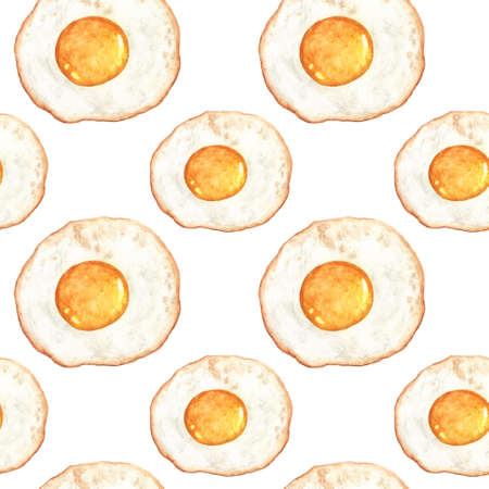 seamless pattern with Fried eggs for breakfast on white background.の写真素材