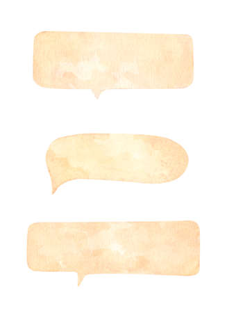 Set of watercolor hand drawn speech bubbles. Isolated on white background.の写真素材