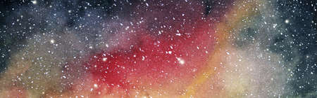 Cosmic background. Colorful watercolor galaxy or night sky with stars.