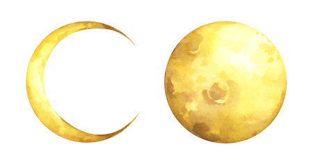 Set of The moon. Watercolor illustration.のイラスト素材