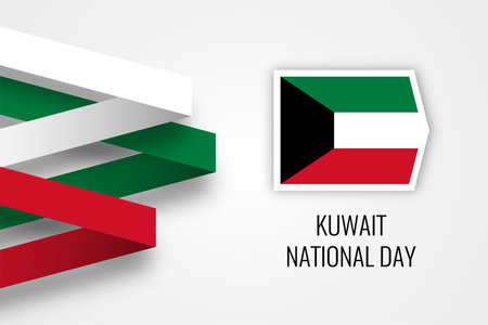 Kuwait National Day Background Design. Vector Illustration. Suitable for greeting card, poster and banner.のイラスト素材