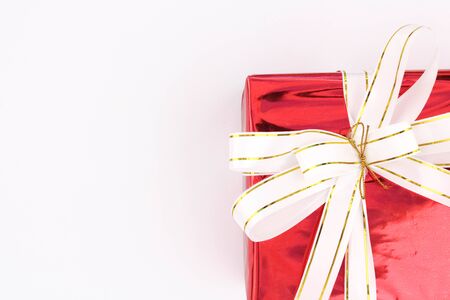 Red gift box on white background For giftsの写真素材