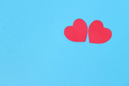 Valentines Day Red heart on a blue backgroundの写真素材