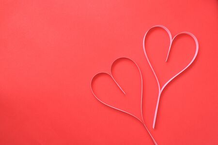 Heart paper on the background of red art paper valentine valentine's day valentine's day - pictureの写真素材