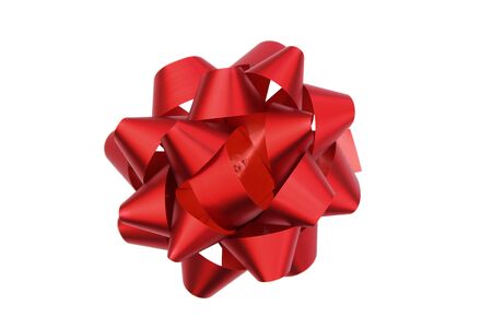 Red ribbon on isolated white backgroundの写真素材