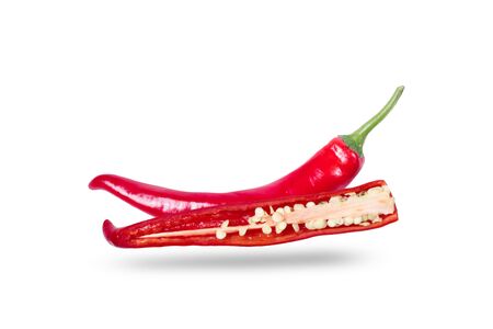 Red peppers isolated on a white background.の写真素材
