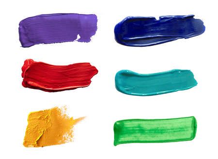 Multi colored brushes isolated on white background. Multi colored watercolors.