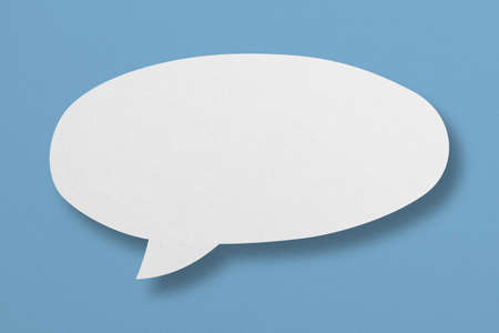 white paper with speech bubbles isolated on blue background communication bubbles design.